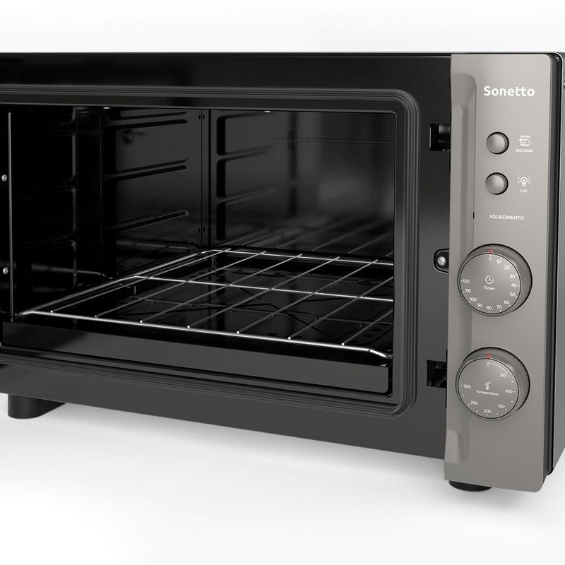 FornoEletricoMueller44LitrosSonettoVidroEspelhadoCinza–220Volts